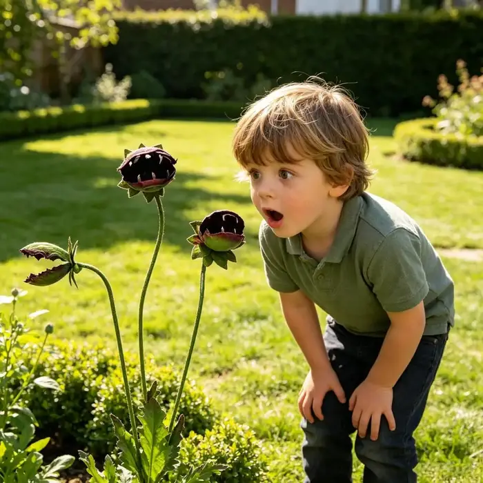 Piquet de jardin en métal en forme de plante carnivore