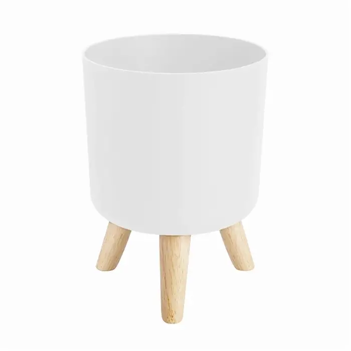 Pots de plantes modernes avec support de pieds en bois