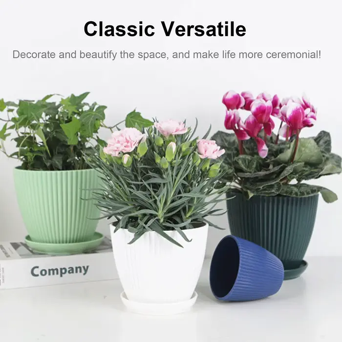 Pot de fleurs en résine avec plateau