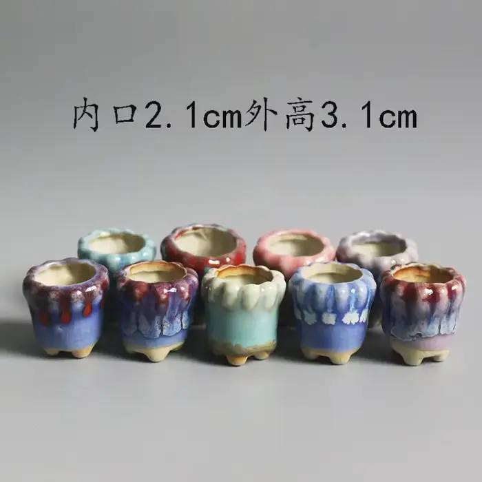 Mini pot de fleurs charnu semi-glaçure avec trou