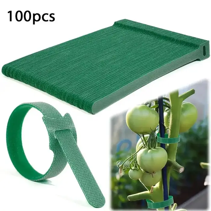 100 attaches pour plantes en nylon réglables et antidérapantes réutilisables avec attaches auto-agri