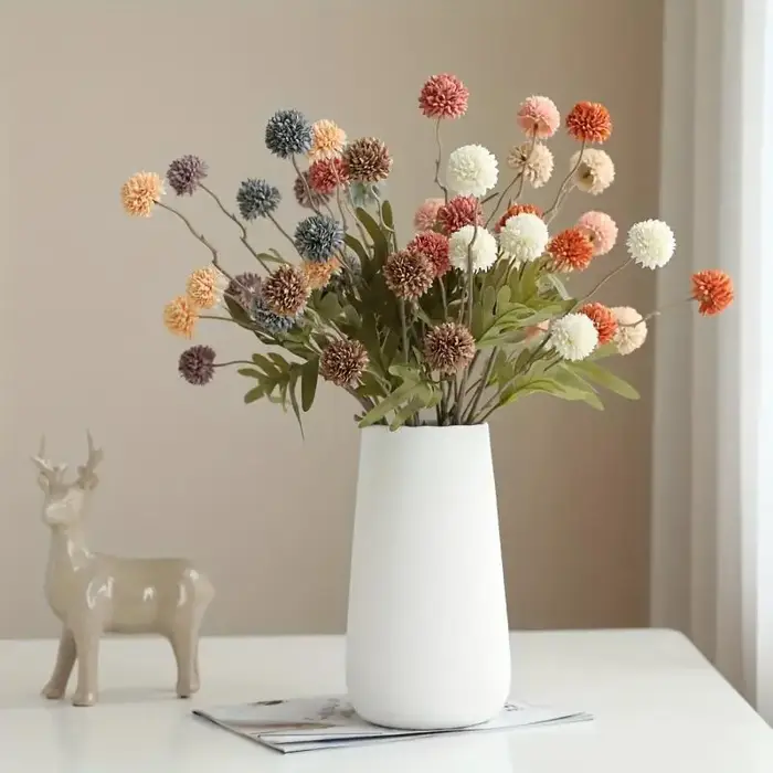 Couleur d'automne 5 têtes pissenlit Style européen-fleur de Simulation tissu fleur décoration florale artificielle