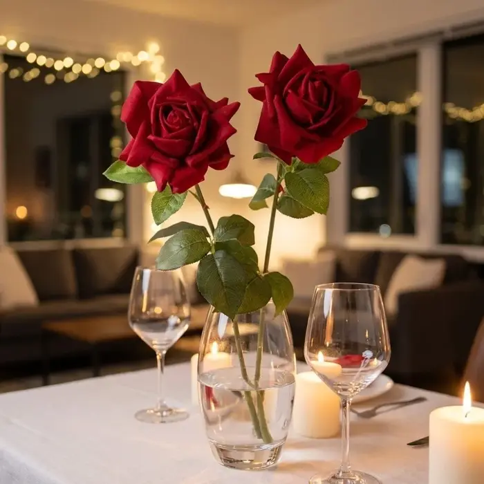 Rose artificielle réaliste au toucher