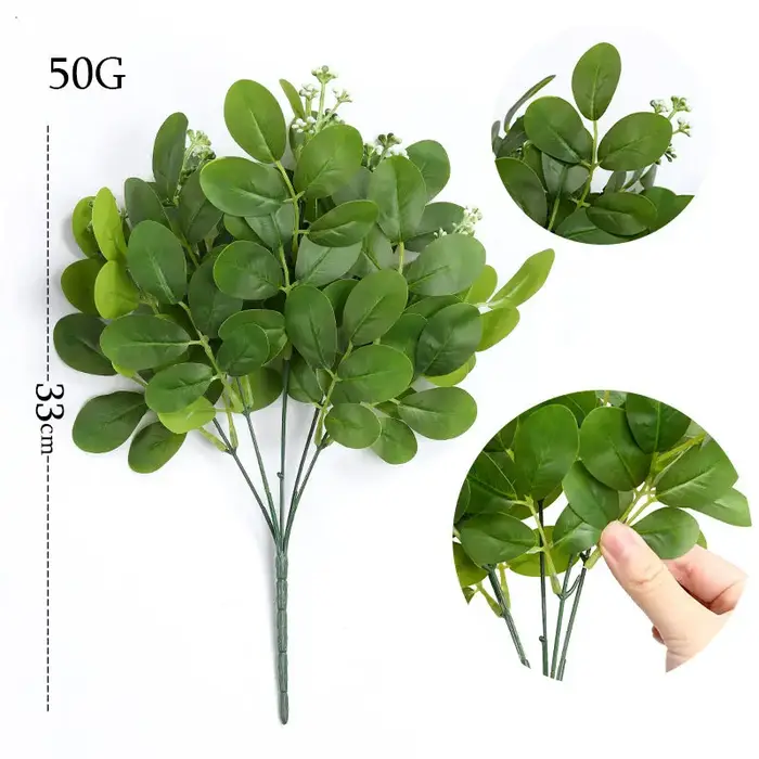 Lot de 6 plantes artificielles en plastique, bouquet d'eucalyptus, décoration pour centre commercial