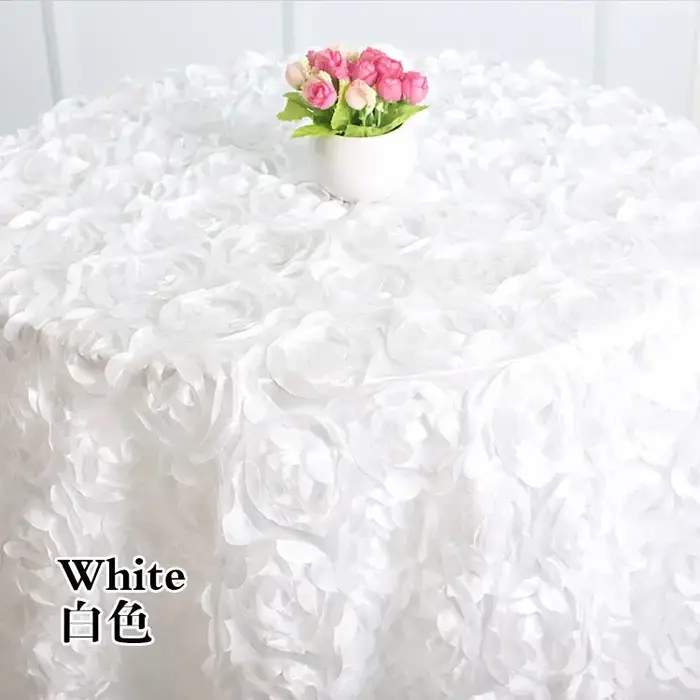 Nappe de Table de Mariage Brodée en 3D, Couverture de Fleurs Rondes/Rectangulaires, Décoration pour 