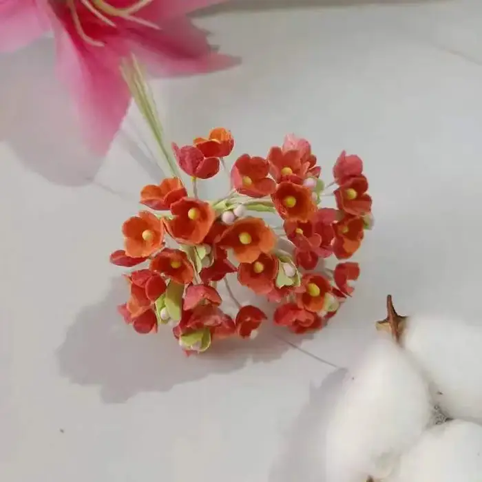 8 pièces / 40 têtes de mini fleurs en papier de 1 cm, bouquet de roses artificielles, décoration de 