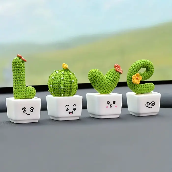 1 lot de 4, Cactus succulent en résine