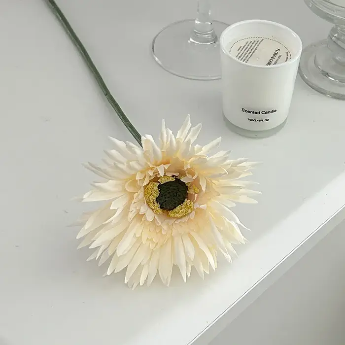 Vase de fleurs artificielles Gerbera brossées, 6 couleurs, pour décoration de maison, couronnes déco