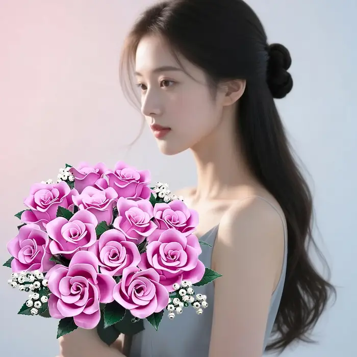 Bouquet de construction de roses roses