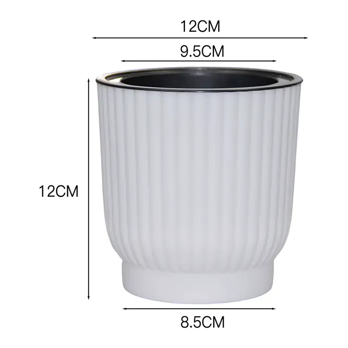 Pot de fleur pour plantes, arrosoir automatique, jardinière ronde blanche, balcon, bureau, maison, s