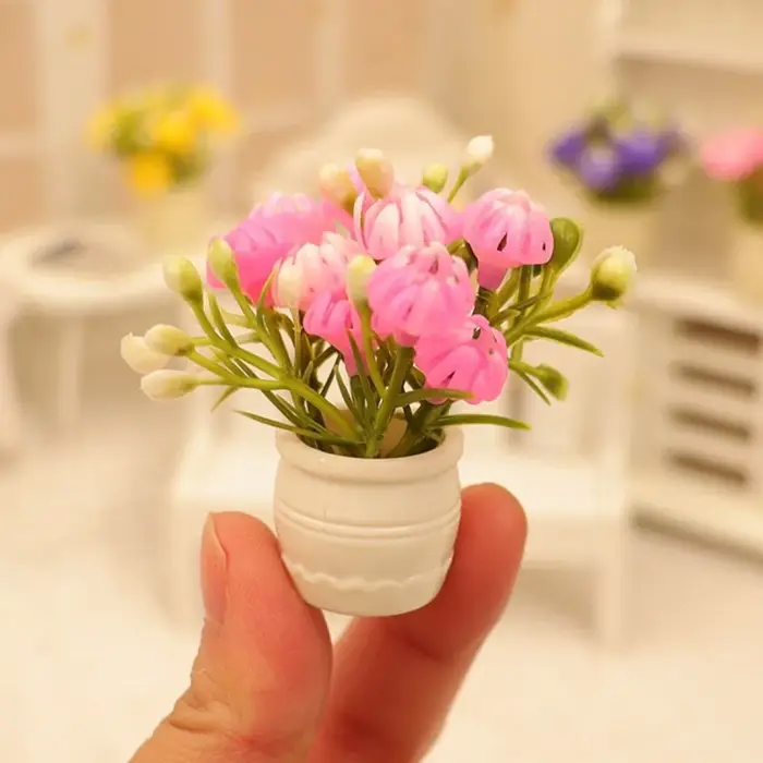 Lot de 3 mini-vases de simulation pour maison de poupée 1:12