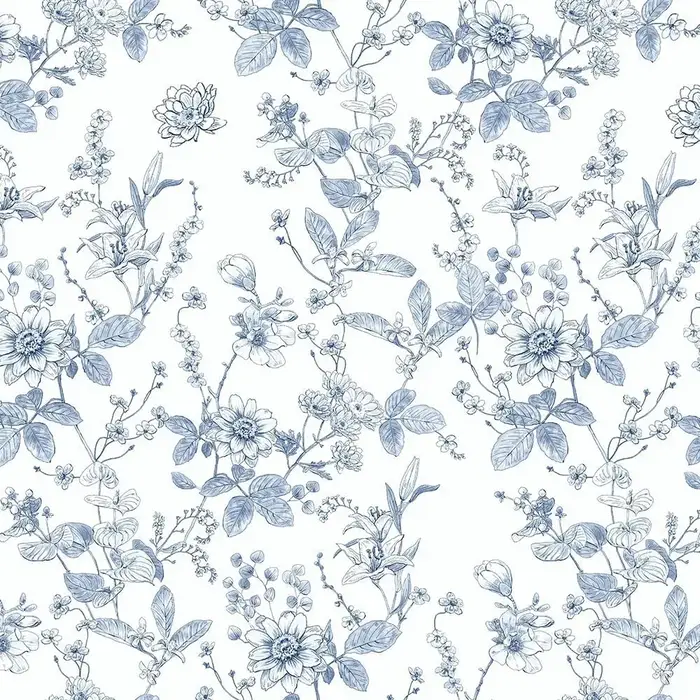 Papier peint auto-adhésif à fleurs bleues, Vintage, bleu et blanc, papier de Contact amovible botani
