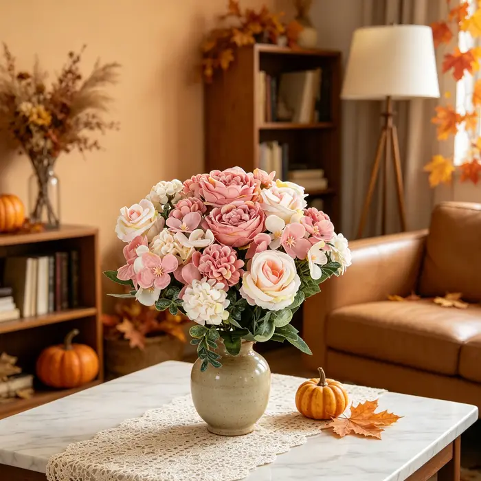 Fleurs artificielles en soie : pivoine