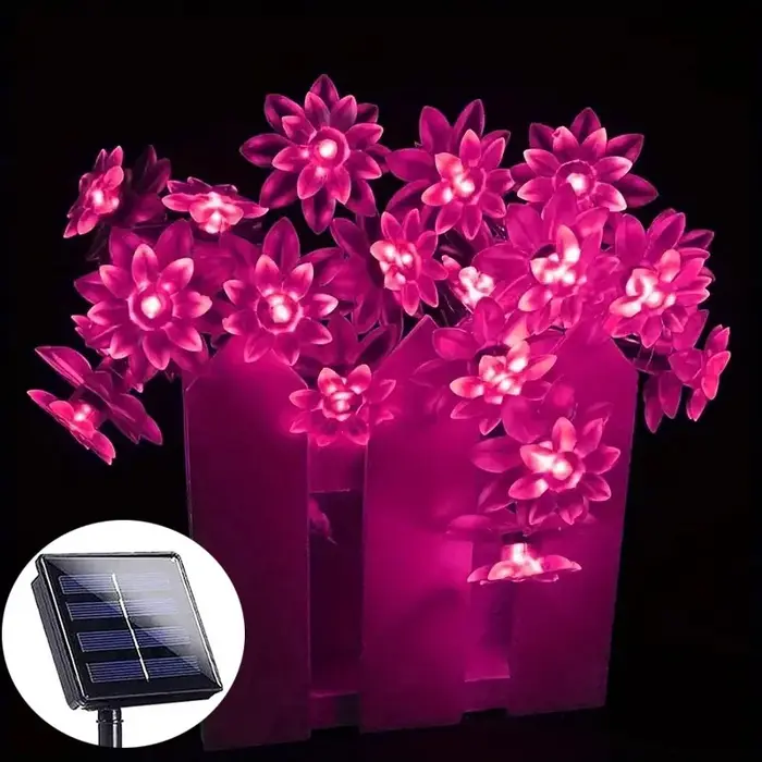 Guirlandes lumineuses solaires en forme de fleur de lotus