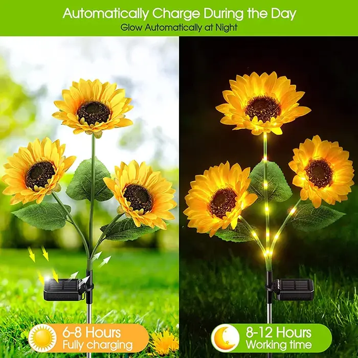 Lampes solaires LED en forme de tournesol