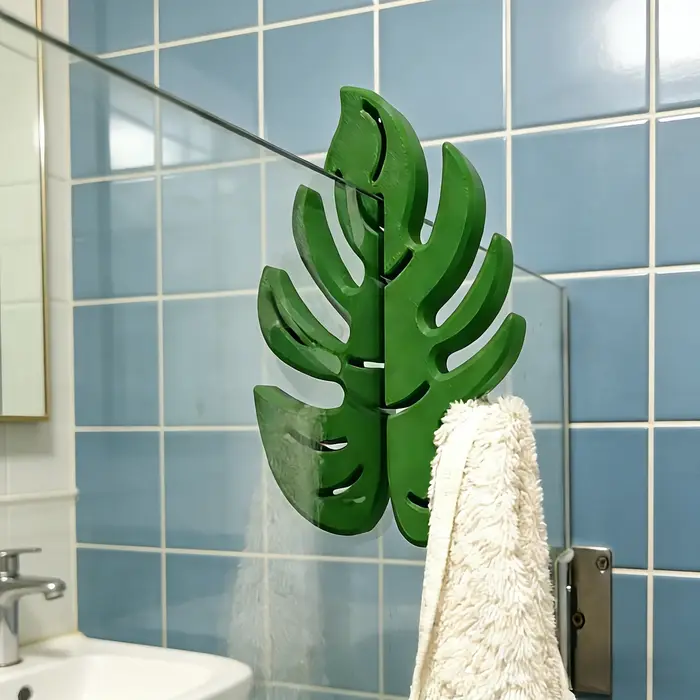 Crochets de salle de bain Monstera vert