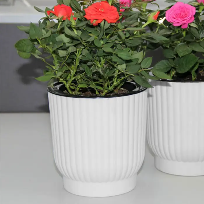 Pot de fleur pour plantes, arrosoir automatique, jardinière ronde blanche, balcon, bureau, maison, s