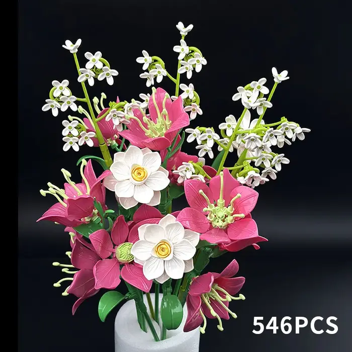 Bouquet de fleurs artificielles violets en blocs de construction
