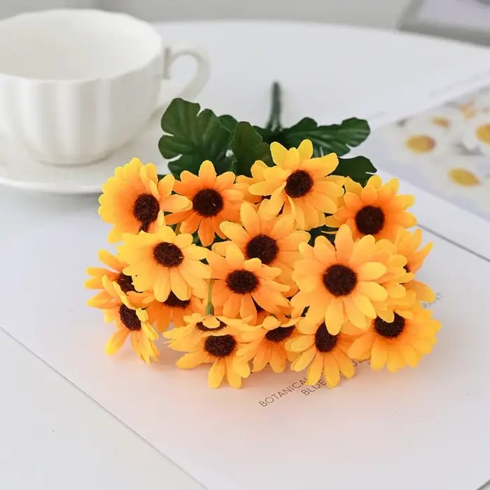 Injyellow-Bouquet de fleurs artificielles pour mariage, petit vase de maison, table, bricolage, boît