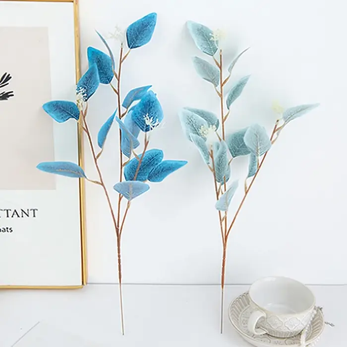Plantes artificielles fausses feuilles trois volets Eucalyptus Bonsaï WeddingHome décoration intérieur table à manger