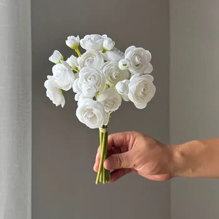Bouquet de 6 tiges de faux renoncules, fleurs en soie au toucher réel, vente en gros, décoration de 
