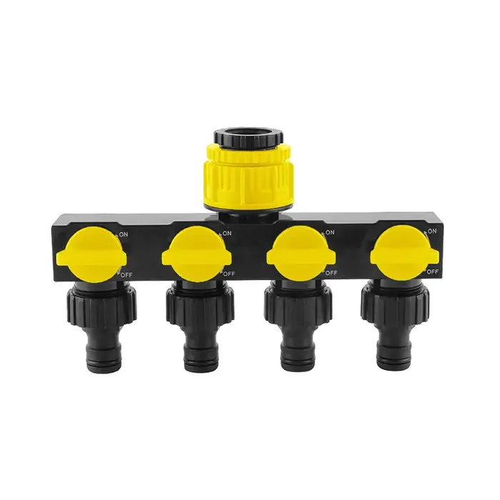 Distributeur de tuyau d'arrosage à 4 voies avec 4 interrupteurs indépendants - adapté aux systèmes
