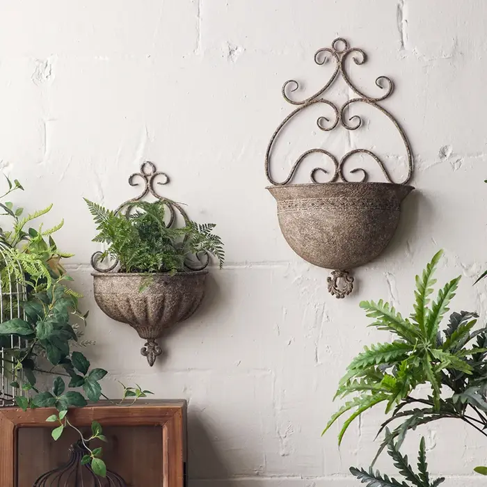 Jardinière de fleurs murale en fer Vintage