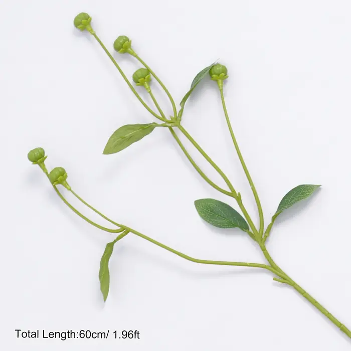 C1015 Plante Artificielle Branche de Chrysanthème Vert Fleur Blanche Arrangement Floral Mariage Déco