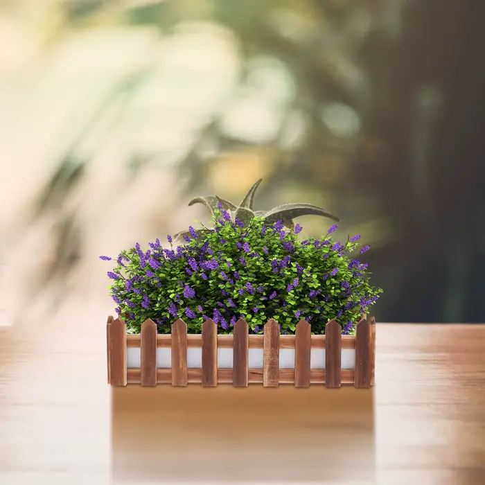 Pot de fleurs en bois en forme de clôture avec insert en mousse pour arrangement de fleurs artificie