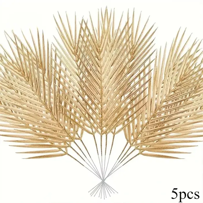 Feuilles de palmier artificielles dorées brillantes, décor Tropical réaliste, parfait pour mariage, 
