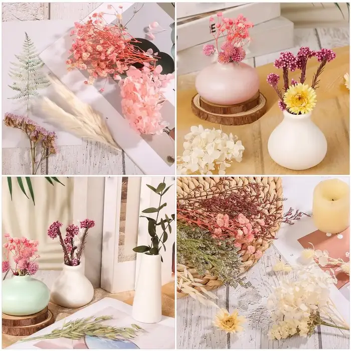 Kit de Matériaux DIY pour Artisanat Floral : Fleurs Séchées Réalistes et Multicolores pour Bougies