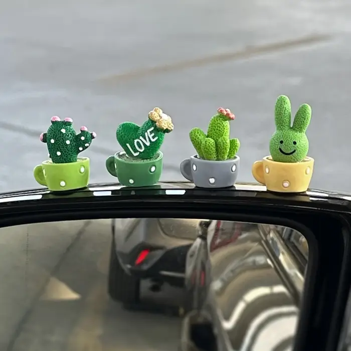 4 décorations de voiture en forme de cactus