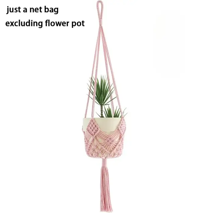 Porte-plante bohème avec pochette en filet