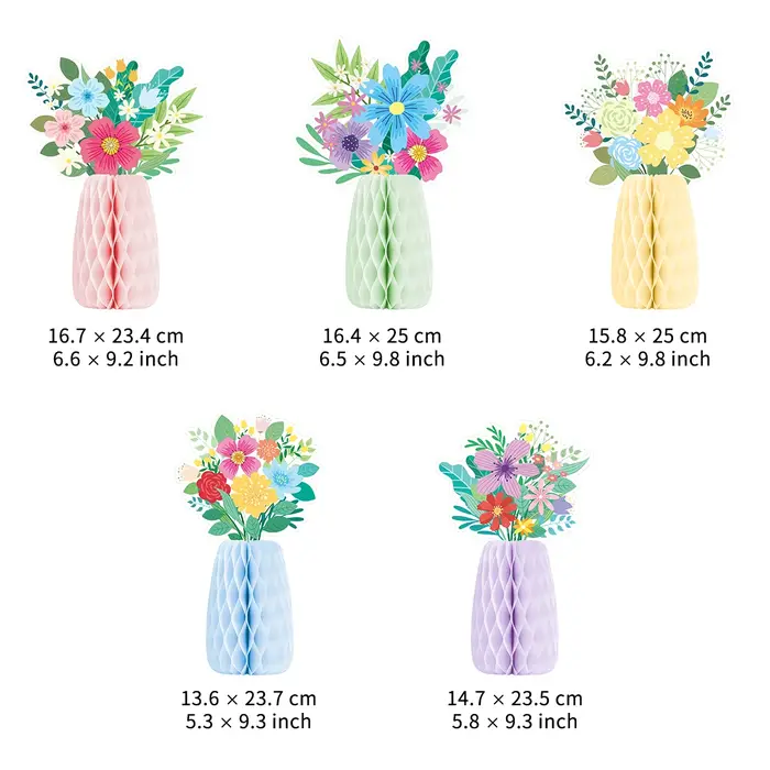 5 pièces de centres de table en nid d'abeille à fleurs sauvages