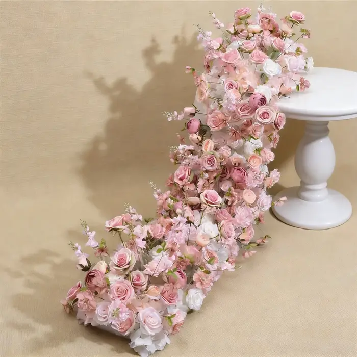 Uflower 1/2m blanc rouge Rose vert feuille chemin de Table canapé sol Arrangement floral mariage toile de fond décor fleur rangée événement accessoires