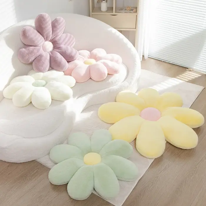 Coussin multifonctionnel en forme de fleur, moelleux, garni de coton PP, pétales doux, coussin de siège de voiture, coussin de canapé épaissi et doux pour la peau, pour étudiant