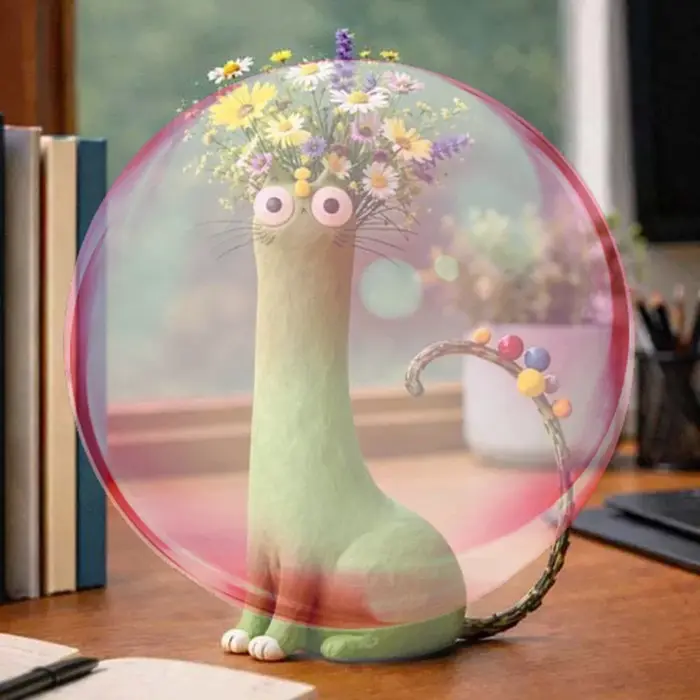 Vase à fleurs fantaisie en résine en forme de chat, 1 à 6 pièces, moderne et mignon, ornement créatif pour la maison, le salon, la décoration d'étagère