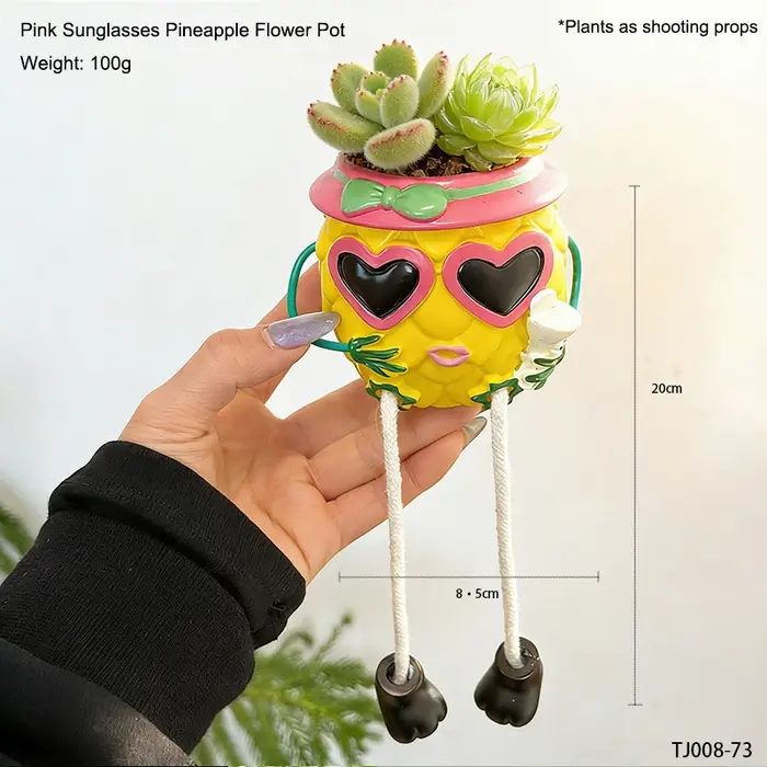 Pot de fleurs créatif en forme de lunettes de soleil et d'ananas