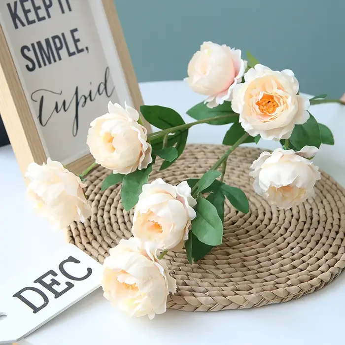 7 têtes de pivoines artificielles