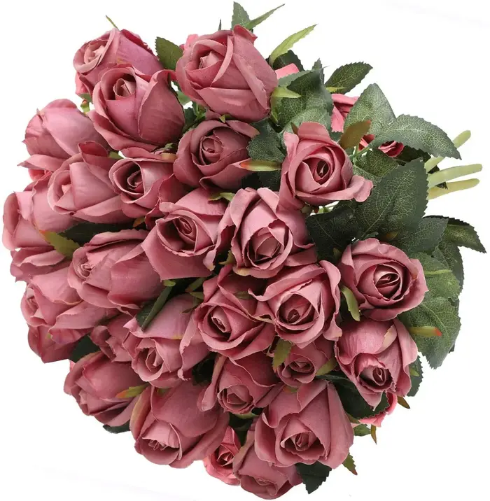 3 bouquets de fleurs artificielles, roses en soie, boutons réalistes, arrangement de bouquet pour ce