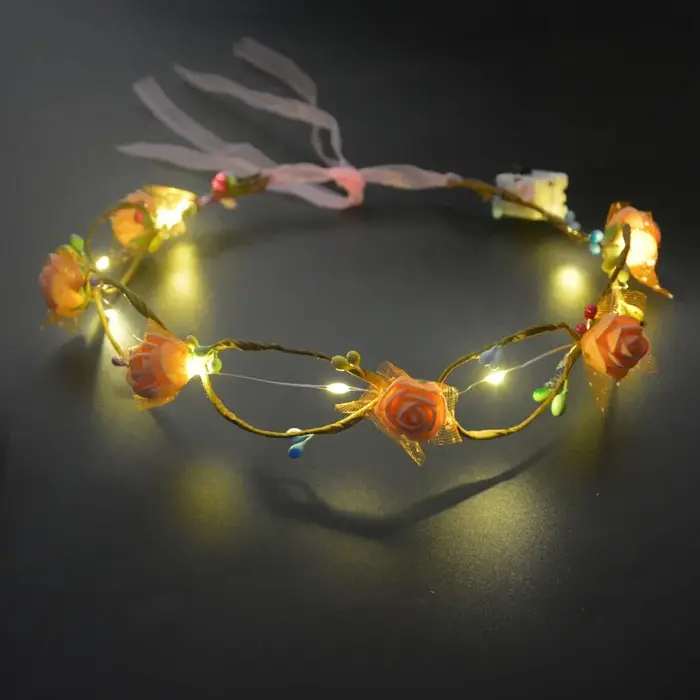 Guirlande d'événement, Couronne de fleurs, Bandeau de fée, Couronne lumineuse LED, Bandeau pour cheveux, Cosplay, Fournitures de fête lumineuse d'anniversaire