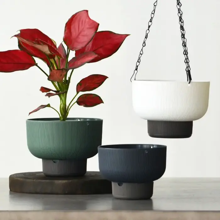 Pots de fleurs suspendus auto-arrosants blancs