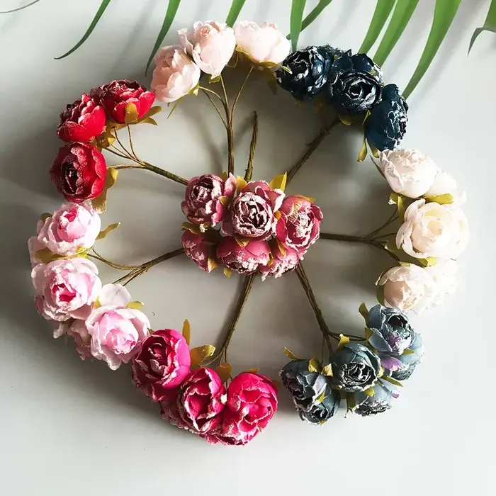 Plante artificielle Roses Bouquet de mariée décoration de Banquet de mariage Scrapbook fleurs à faire soi-même
