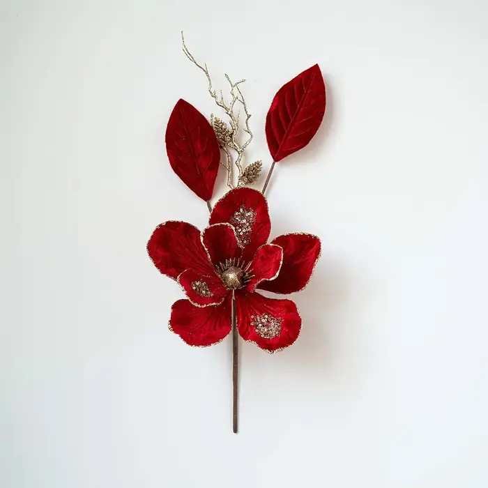 Paillettes fleur de noël artificielle rouge or flocage Poinsettia de noël bricolage à la main fleurs