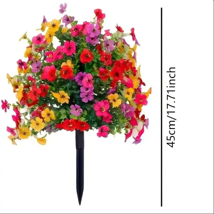 Fleur artificielle, pétunias artificiels avec piquet de fixation