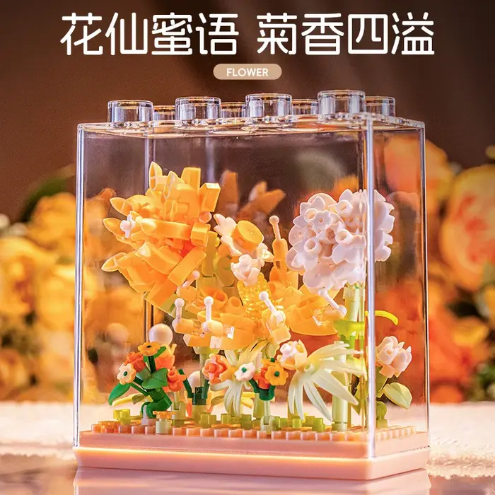 Blocs de construction de fleurs éternelles avec couvercle transparent