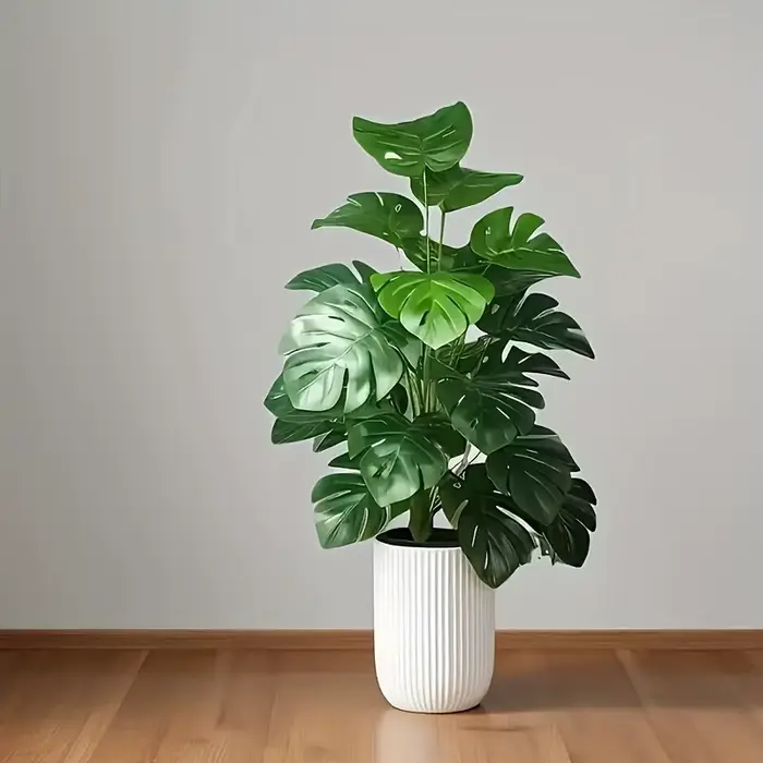 Palmier Monstera artificiel réaliste en plastique vert pour la maison