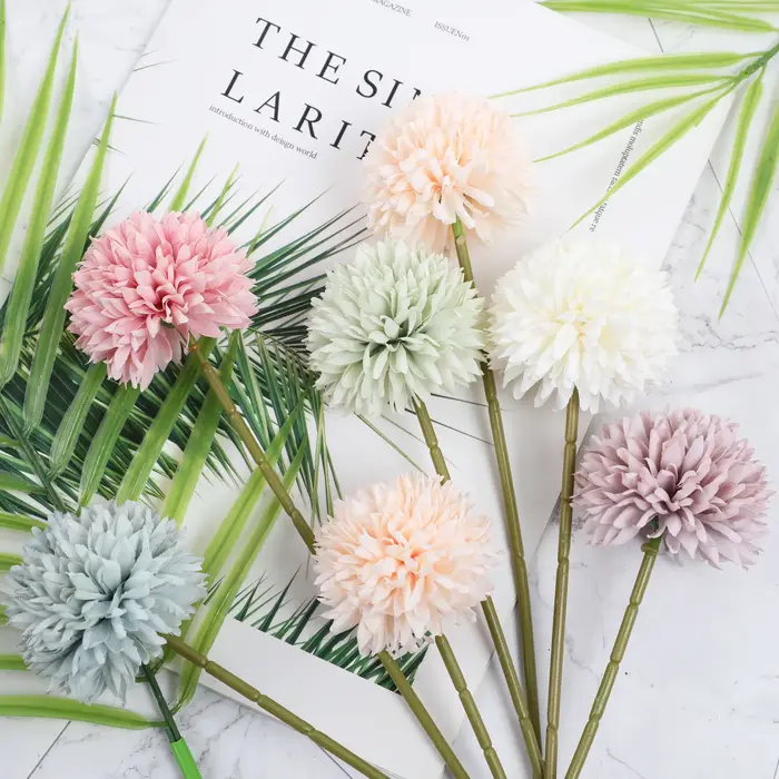 6 bouquets artificiels de boules de pissenlit et de chrysanthème – parfaits pour la maison