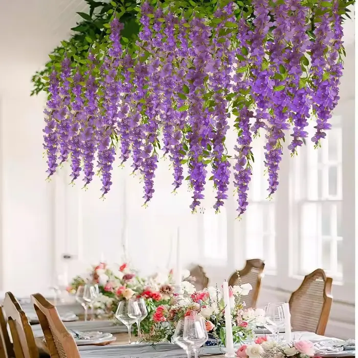 Guirlandes de fleurs suspendues de glycine artificielle