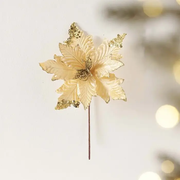Poinsettia de noël à paillettes